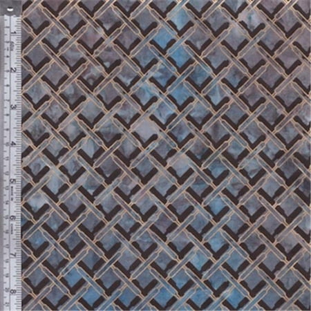 Textile Creations OY-160 Odyssey Fabric, Plaid Black with Gold on Blue And Grey, 15 yd.