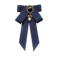 thumbnail image 2 of Milageto Bow Tie Ribbon Brooch Pre Tied Bow Tie Bowknot Shirt Tie for Student Uniform Dark Blue, 2 of 8