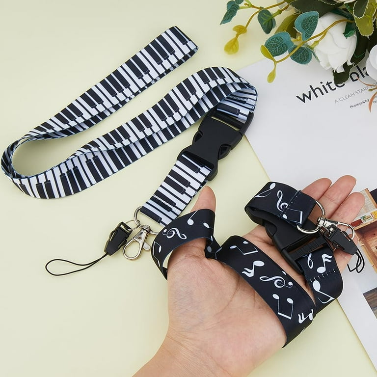 2 Colors Musical Notes Lanyard Detachable Key Card Holder Lanyard