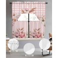 thumbnail image 2 of Pink Pumpkin Fall Swag Kitchen Curtains Sets for Windows 24 Inch Length, Plaid Thanksgiving Botanical Floral Checkered Short Window Curtain Swags Valances and Tiers 3 Piece Set for Cafe/Dining Room, 2 of 5