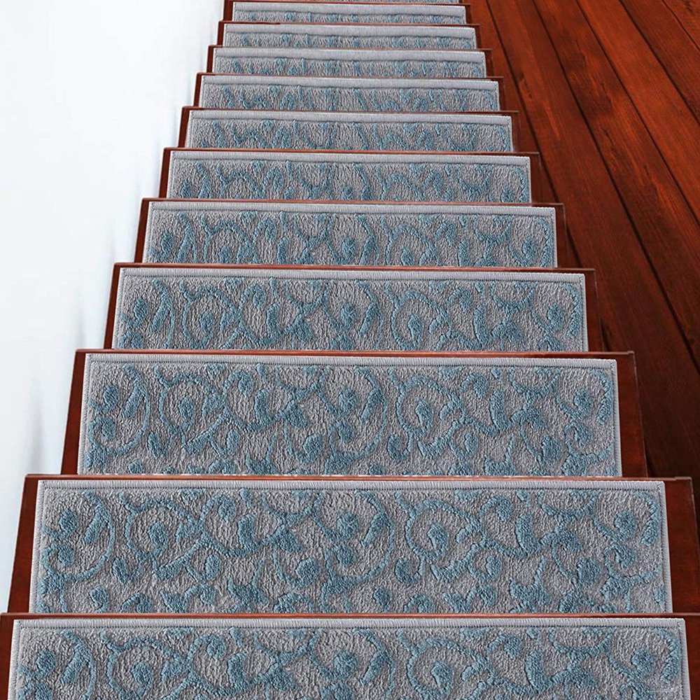Stair Treads Leaves Collection Contemporary, Cozy, Vibrant and Soft Stair Treads, 9'' x 28