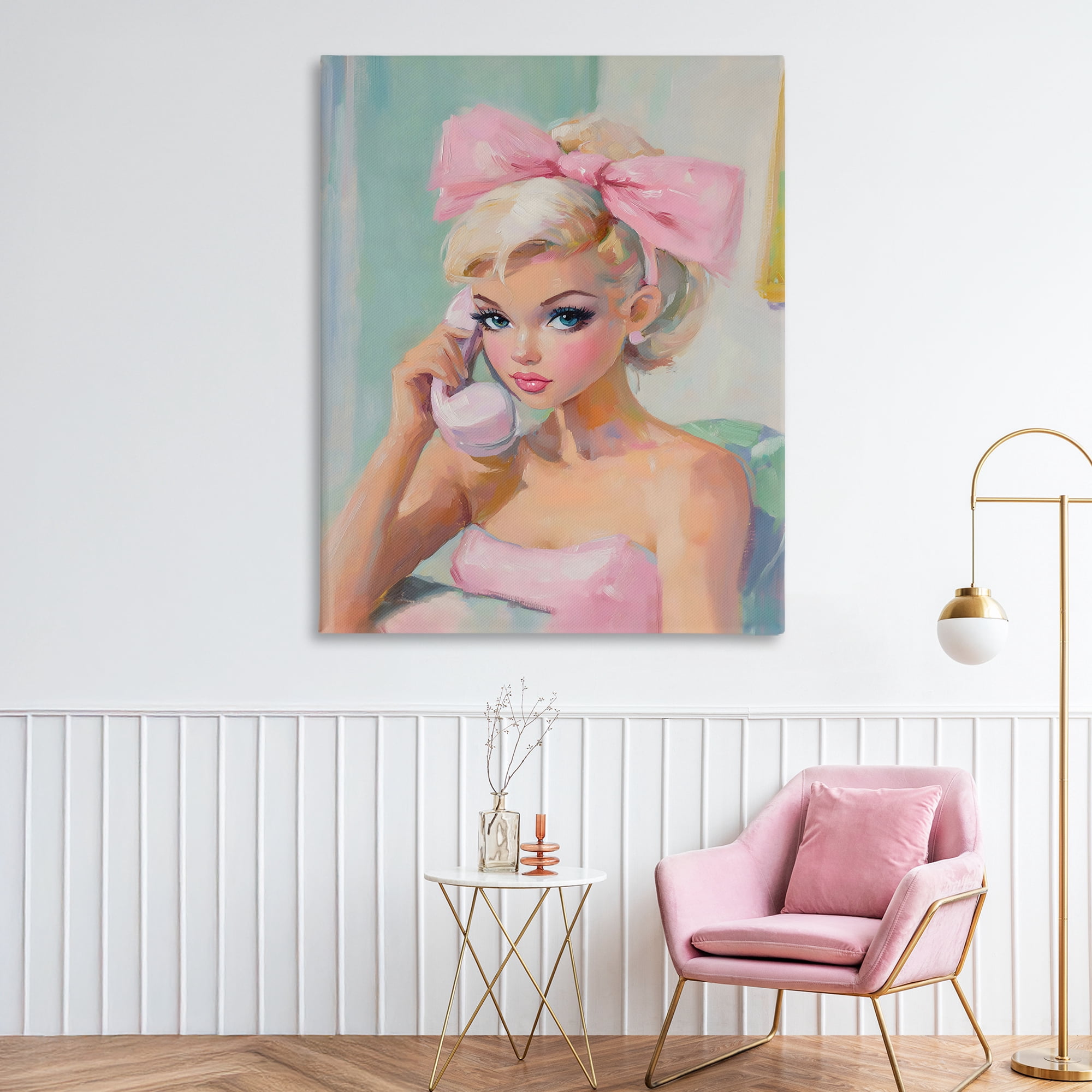 Stupell Industries Blonde Girl with Pink Bow Canvas Wall Art, design by The Prints Vibe