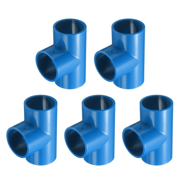 Uxcell 5Pcs 1" Tee 3 Vías Conectores de Accesorios de Tubo, Accesorios de Esquina de Grado de Construcción de Muebles para Estructura de Soporte de Jardín de Estante DIY, Conexión de Carpa, Azul