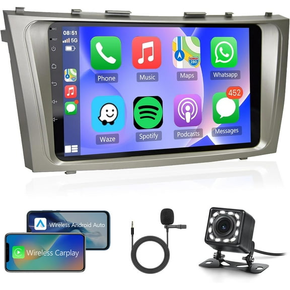 THONZER 9" Android Car Stereo with CarPlay and Backup Camera for Toyota Camry 2006-2011, 2 32GB