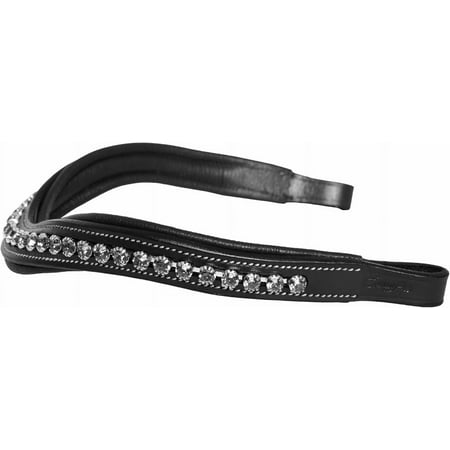 Exion Horse Browband For English Bridle | Curved Shape Padded Equestrian Browband For Show & Dressage | Clear Grey Crystals Browband For Horses
