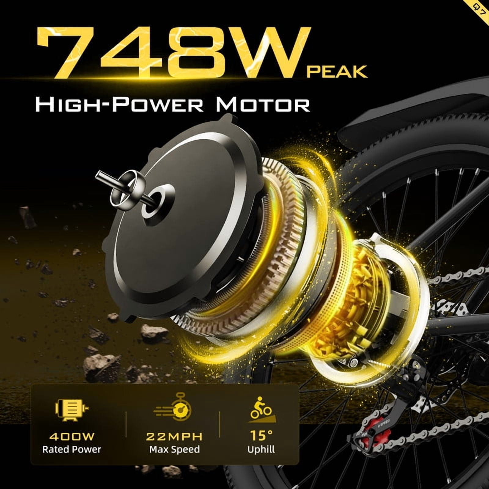 748W(Peek) Motor E Mountain Bike,26" Off-Road Tire for Adults,36V10AH Battary Electric Bike,22MPH Ebike Shimano 7-Speed Full Suspension UL2849