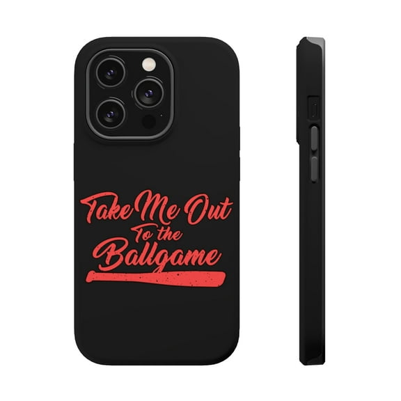DistinctInk Tough Case for Apple iPhone 15 PRO (6.1" Screen), Compatible with MagSafe Charging - Take Me Out to the Ballgame Baseball