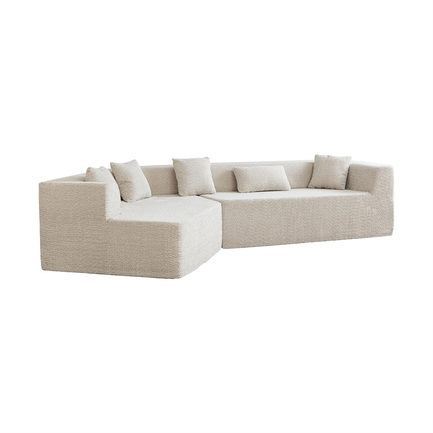 Demi Bonn 127.5" Sectional Cloud Sofa with Deep Seat, Comfortable Large Couch for Living Room Furniture, No Assembly Required, White