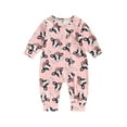thumbnail image 1 of Faithtur Barboteuse pour Bébés Filles Garçons Imprimé Floral Cheval Manches Longues Col Rond Fermeture Éclair Oblique Combinaisons Automne Justaucorps Nouveau-Né, 1 of 8