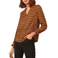 thumbnail image 4 of Allegra K Women's Ruffle V Neck Geometric Printed Puff Sleeve Top, 4 of 6