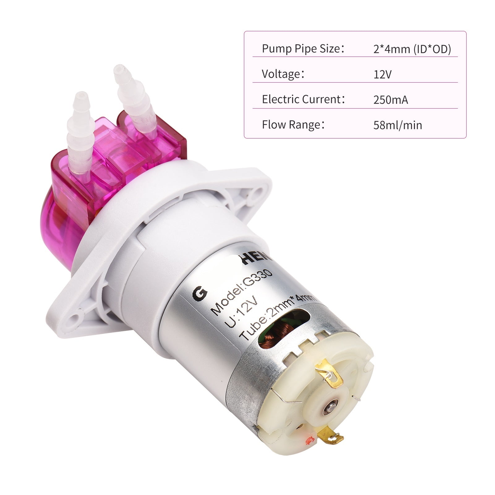Peristaltic Pump Dosing Pump Mini Pump Liquid Self-priming Water Pump Silicone Tube for Aquarium Tank Lab Chemical Analy ,Adjustable Flow Rate