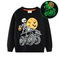 thumbnail image 2 of LIIPEE Boys Girls Hoodie Halloween Cartoon Luminous Skeleton Printed Long Sleeve Round Neck Tops Stylish Birthday Sweatshirt,Black,1-2 Years, 2 of 9