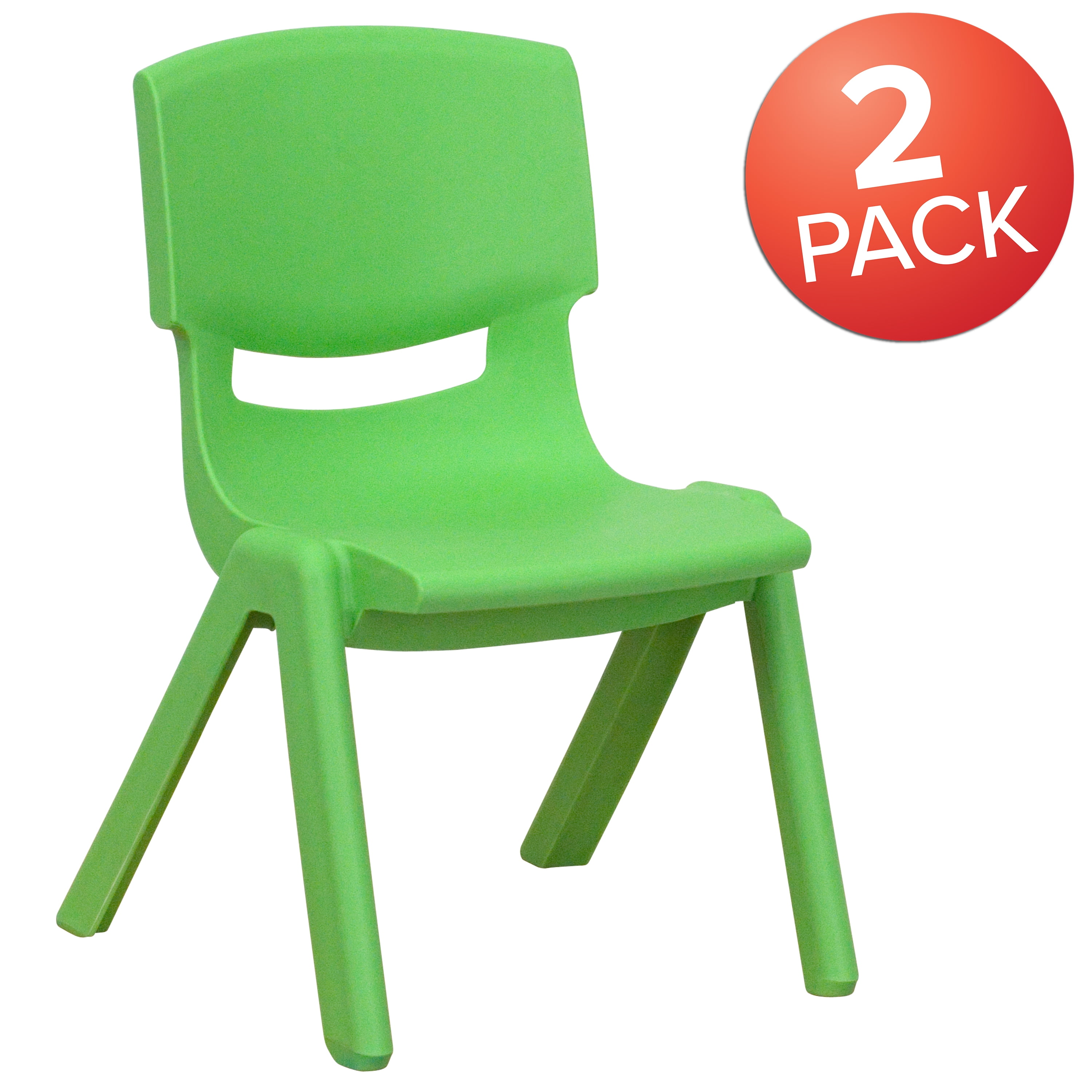 Flash Furniture Kids Plastic Stacking School Chair (2 Pack), Green - 3