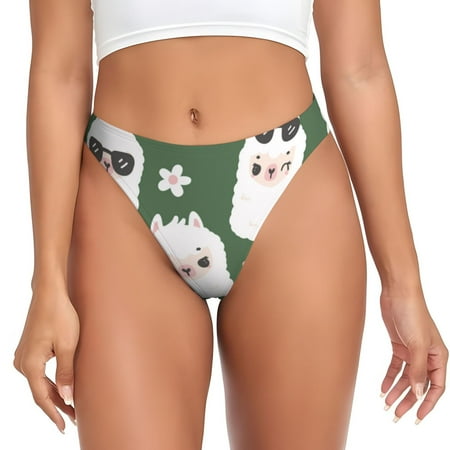 Sigee Alpaca Faces for Women s G-String Panty  Low Rise  Soft Lace Perfect for Everyday Wear or Special Occasions-Large
