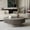 Grey, variant on 39.37 Round Coffee Table with Hidden Storage, Modern Solid Wood Veneered Accent Table for Living Room, Bedroom, Apartment or Office, Brown