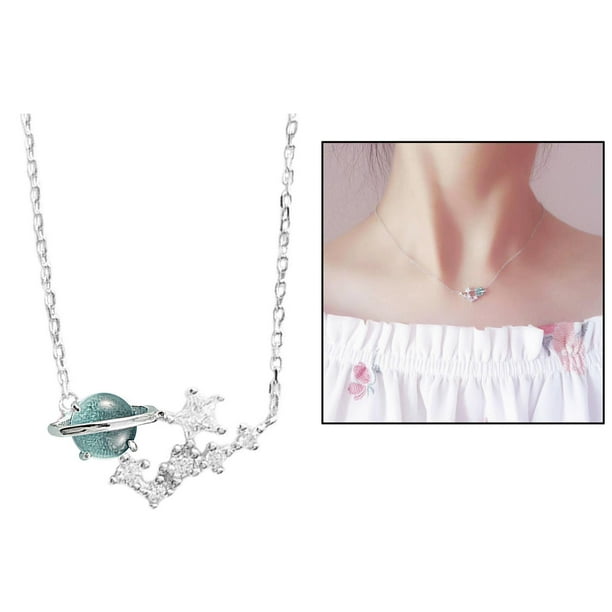 Star Pendant Necklace Jewellery for Dating Girls Choker Platina Blue