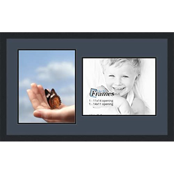 collage photo frame double mat with 2 - 11x14 openings and black frame