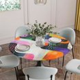 thumbnail image 5 of Colorful Geometric Round Tablecloth for 36-44 Inch Tables, Fitted Table Cover with Elastic Edge, Contemporary Abstract Artwork Waterproof Outdoor Table Cloth Protector for Patio Garden Dinner Picnic, 5 of 9
