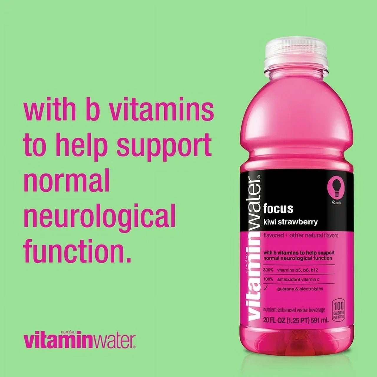 Vitaminwater Focus Kiki Strawberry, 20 Oz Bottle