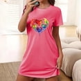 thumbnail image 1 of Camisón corto de talla grande para mujer, camisón de manga corta con estampado de pecho a la moda, camisón para mujer, 1 of 3