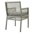 thumbnail image 4 of Modern Contemporary Urban Design Outdoor Patio Balcony Garden Furniture Side Dining Chair Armchair, Set of Four, Rattan Wicker, Grey Gray, 4 of 6