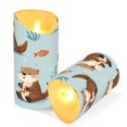 thumbnail image 2 of 2 PCS Tilted Flameless Candles Flickering LED Lights Battery Operated Candles with Remote Timers for Holiday Decor Cute Otters in Various Poses, 2 of 7