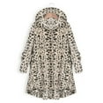 thumbnail image 1 of Women‘s Solid Color Hooded Plush Jacket with Hood & Pockets -Length Coat  L Leopard Print, 1 of 6