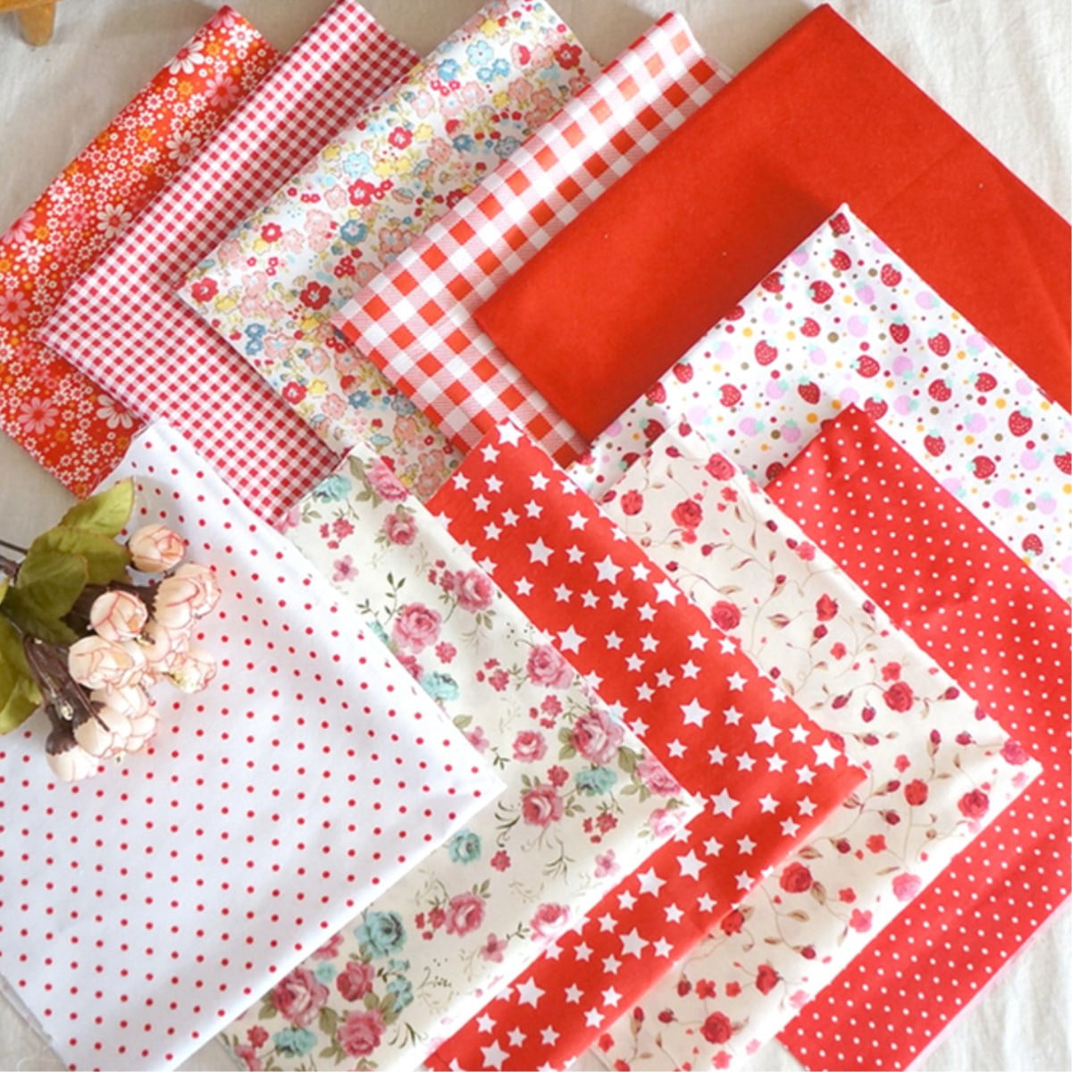 5Pcs Cotton Fabric Floral for DIY Doll Clothes Handmade Material Decoration