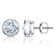 thumbnail image 1 of 14k White Gold Round Moissanite Stud Earrings (2ct TGW, 6.5mm, H-I) Bezel-set, Screw-Back by Diamond Wish, 1 of 3
