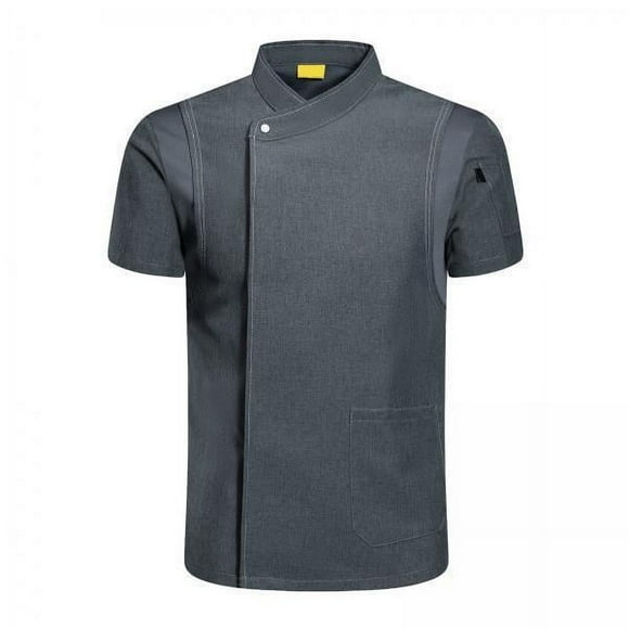 Xuanheng 2xChef Coat Jacket Short Sleeve Cafe Restaurant Apparel Pub Unisex Uniform Gray XXL