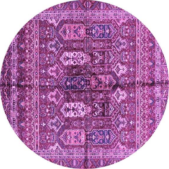 Ahgly Company Indoor Round Abstract Purple Modern Area Rugs, 8' Round