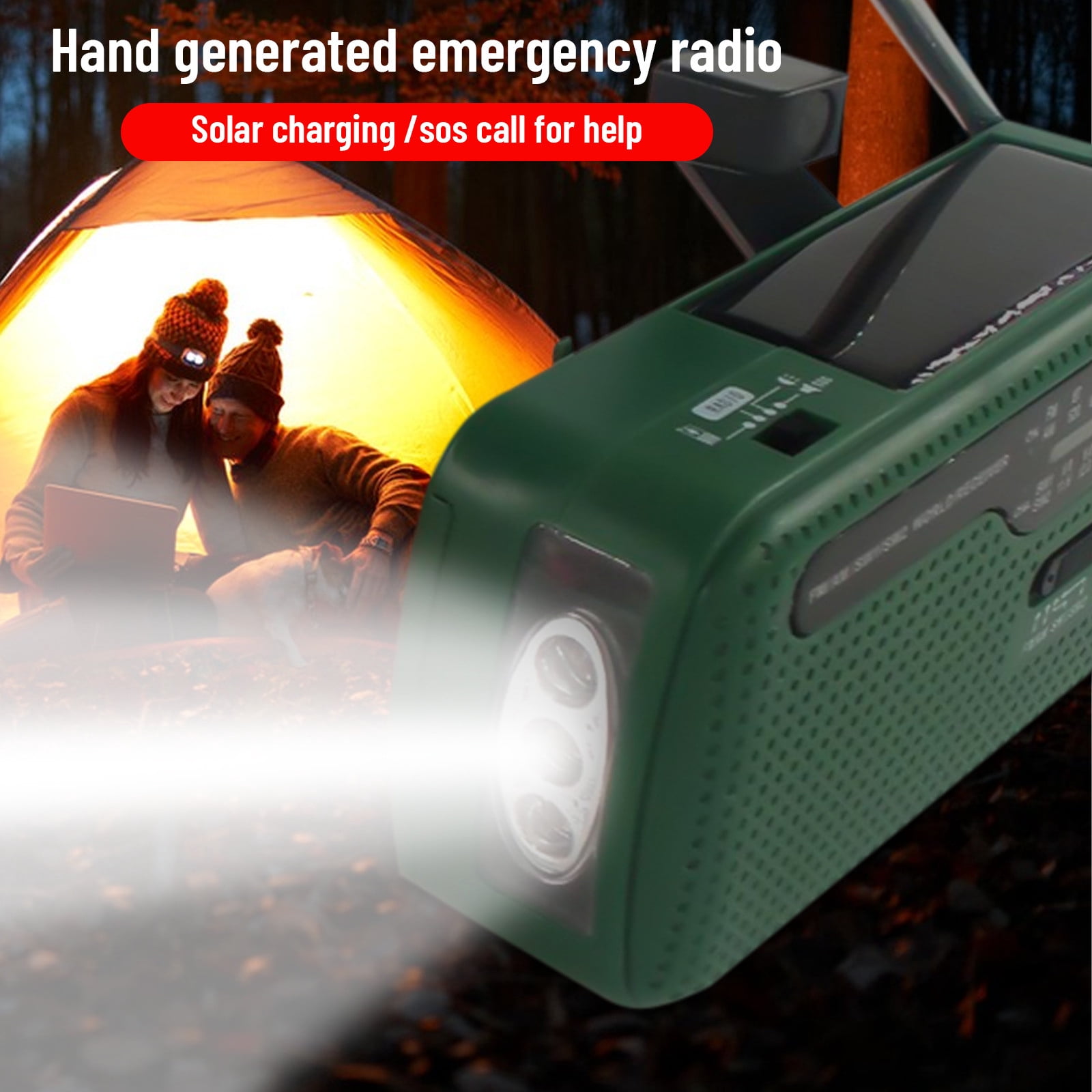 VANLOFE AM/FM/SW Radio, Solar Hand Crank Portable Survival Emergency Radio,Rechargeable Battery Power Bank USB Cellphone Charger,Camping Flashlight Lantern,SOS Alarm