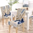 thumbnail image 5 of FMSHPON Yellow Blue Marble Pattern Stretch Chair Cover Protector Seat Slipcover for Dining Room Hotel Wedding Party Set of 6, 5 of 6