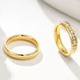 thumbnail image 5 of 316L Stainless Steel Band Rings Men's/Women's 4mm Gold Cz Couple Rings Size 6-12, 5 of 5