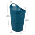 thumbnail image 4 of Mind Reader 60L Rolling Laundry Hamper, Clothes Basket, Lid, Wheels, Wicker Style, Plastic, 19.5"L x 14.75"W x 29.25"H, Blue, 4 of 11