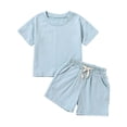 thumbnail image 5 of Tkrady Baby Boys Clothes Summer New Solid Color Cotton Soft Short Sleeve T Shirt Tops Shorts 2 Piece Set, Sizes 0-6 Years, 5 of 7