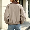 thumbnail image 5 of hlysgo Women's Barn Jacket Collar Zipper Utility Jacket Cinchable Hem Workwear Jacket with Pockets Beige,L, 5 of 6