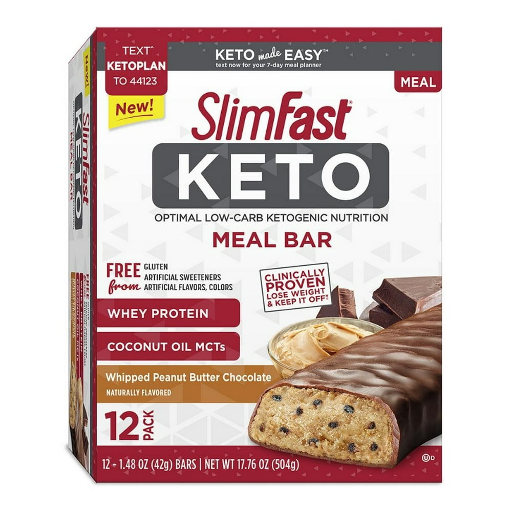 SlimFast Keto Meal Replacement Peanut Butter Bar, 12 ct.