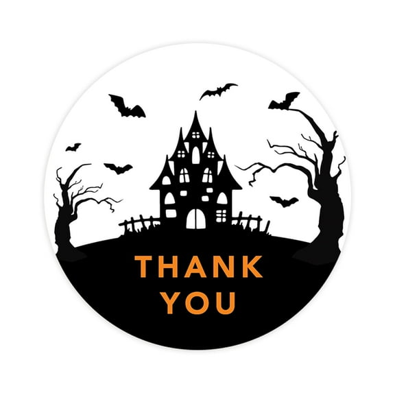 Koyal Wholesale Halloween Thank You Stickers 2 Inch Round 120 Bulk Pk Spooky Haunted House Labelss