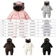 thumbnail image 4 of 12-18 Months Newborn Baby Winter Snowsuit Fleece Lined Hooded Footed Romper With Cute Bear Ears Infant Zipper Padded Jumpsuit One-Piece Footed Romper Newborn Gift, 4 of 9