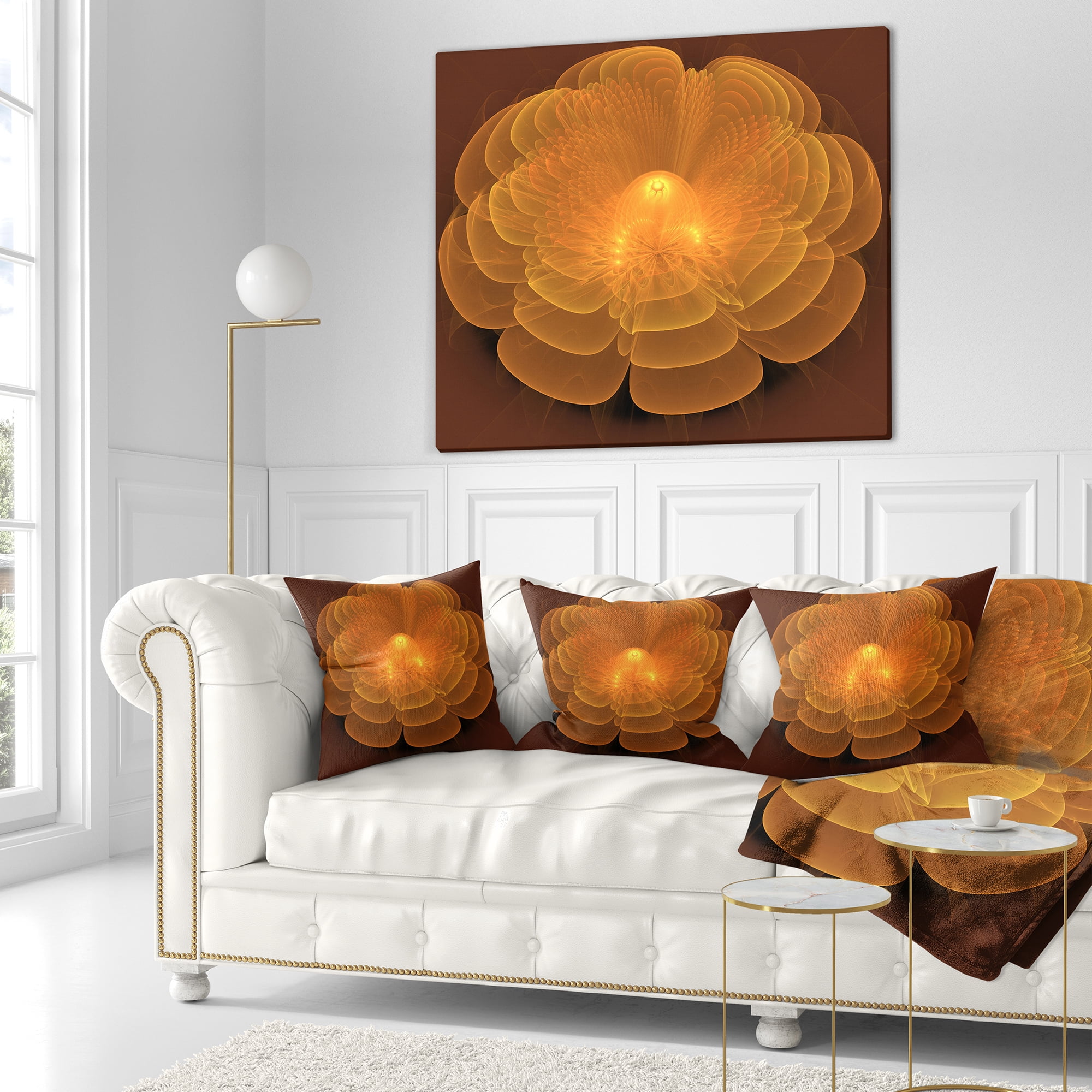 Designart Water Lily Digital Art Fractal Flower - Floral Throw Pillow - 16x16