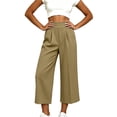 thumbnail image 4 of Noric Women's High Waist Wide Leg Capri Pants with Button Casual Loose Fit Summer Dressy Trousers, 4 of 8