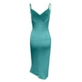 thumbnail image 5 of OSFVNOXV Midi Dress for Women Plus Size Cocktail Dress Cowl Neck V-Neck High Split Spaghetti Strap Dress for Evening Wedding Guest Party, 5 of 7