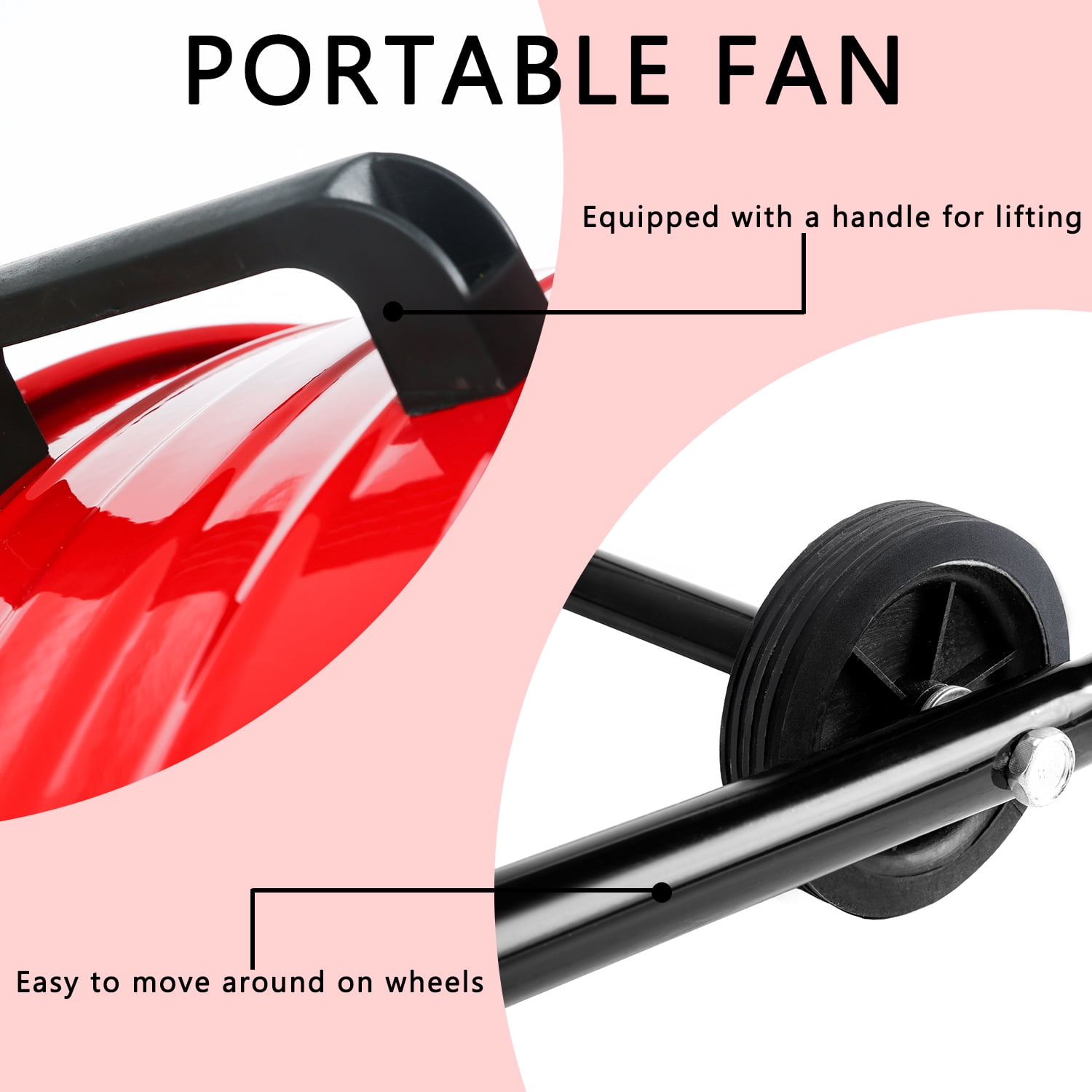 24"Industrial Fan High Velocity,Heavy Duty Drum Fan up to 8100CFM,3-Speed & 360°Adjustable,Ideal for Home, Garage, Indoor/Outdoor Use, Red