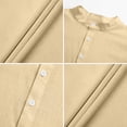 thumbnail image 5 of Zimjoy Men's Henley Shirts Casual Short Sleeve Bamboo Linen Band Collar Shirt Summer Button Basic Tee Khaki L, 5 of 5