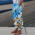 thumbnail image 3 of Pantalones de Mezclilla Gibobby Mujer Sueltos de Cintura Alta con Estampado de Flores de Acuarela Azul M, 3 of 4