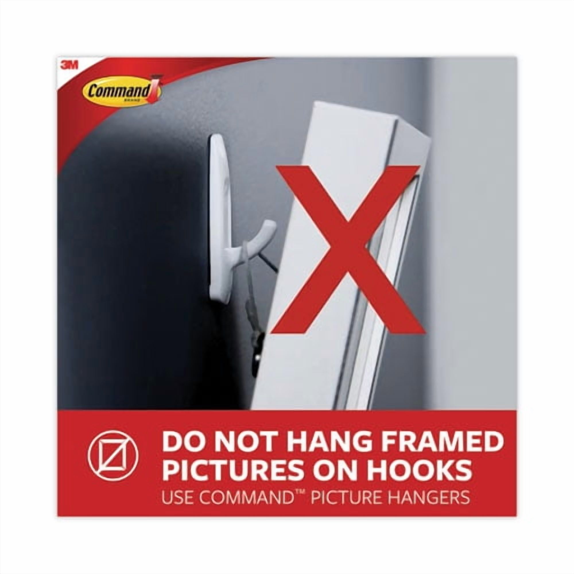 Small Wire Hooks, Small, Plastic/Metal, White, 0.5 lb Capacity, 22 Hooks and 24 Strips/Pack | Bundle of 10