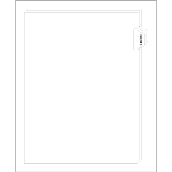 Letter Size Tab Divider, Side Exhibit Tab B, 25 Count, 2/Sets