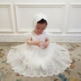 thumbnail image 7 of Kiijoy Newborn Girls Baptism Dress O Neck Ruffled Lace Crochet Party Princess Dress with Hat, 7 of 7