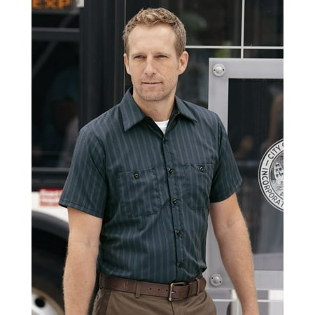Mens Short Sleeve Industrial Stripe Work Shirt